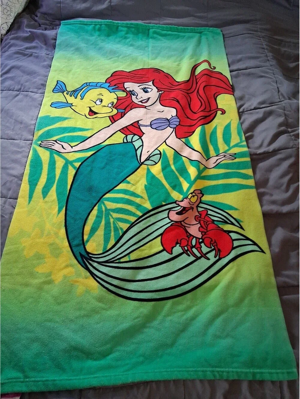 Disney Princess Little Mermaid Green Background Towel 50”x 25.5”